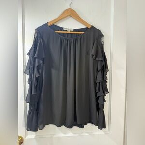 Loft Chic Black Ruffle Sleeve Top